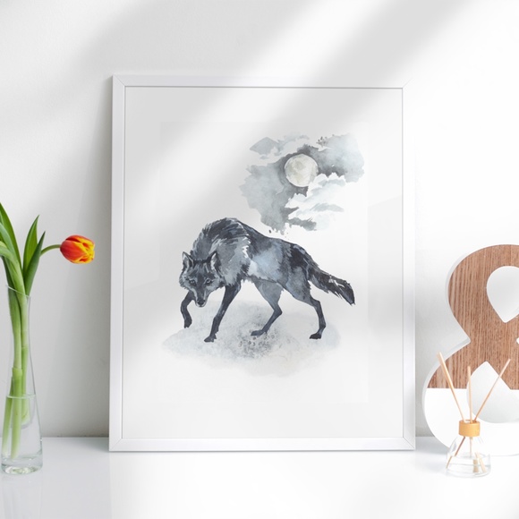 Black Wolf Wall Art Print Poster Unframed - Picture 4 of 13